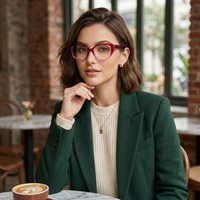 Montures optiques de luxe faites à la main en acétate, style œil de chat, lunettes anti-lumière bleue pour femmes, bloqueurs de rayons bleus, OK