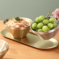 Bol conique en acier inoxydable 304, bol à salade doré/argenté, bol à sauce coréenne pour barbecue, bol à dessert/nouilles en métal pour restaurant