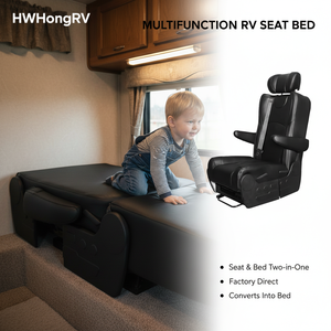 Siège pliable en cuir Nappa de luxe pour camping-car, convertible en <span class=keywords><strong>lit</strong></span> plat avec ceinture de sécurité à 3 points pour camping-car, fourgon aménagé, intérieur de camping-car - Product Image 1