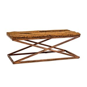 Mesa de centro con madera maciza y muebles de artesanía de metal Mesas de exterior Hecho a mano Mango de madera de calidad premium en precio al por mayor - Product Image 1