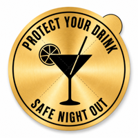Autocollants de rappel de sécurité pour gobelets jetables avec logo personnalisé, imperméables et anti-éclaboussures, pour discothèque, karaoké, fête, événement