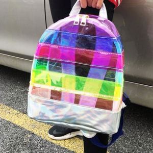 Sac à dos transparent en PVC holographique arc-en-ciel élégant pour femme - Product Image 5