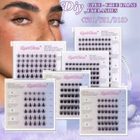 Extensions de cils synthétiques auto-adhésives sans colle, style européen et américain, naturelles et segmentées, pour l'exportation transfrontalière