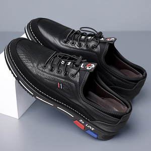 Mocasines Casuales de Cuero para Hombre, Transpirables, con Suela de Goma, Tacón Bajo, Costuras y Borlas, para Uso Diario - Product Image 1