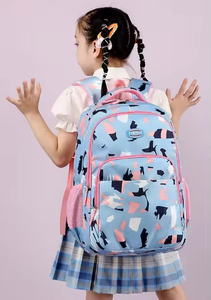 Fashion Girls Primary School <b>Backpack</b> Geometric Pattern Lightweight Oxford Material Zipper 20-36L Capacity Ridge Protection for - Product Image 3