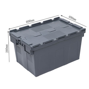 Vente directe d'usine Caisses en plastique empilables robustes avec couvercles Boîte de déménagement réutilisable en plastique - Product Image 1