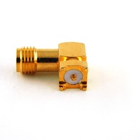 Connecteur coaxial RF coudé à angle droit SMA femelle doré pour montage sur circuit imprimé, 4 pieds, audio-vidéo, 50 Ohm, DC-12,4 GHz