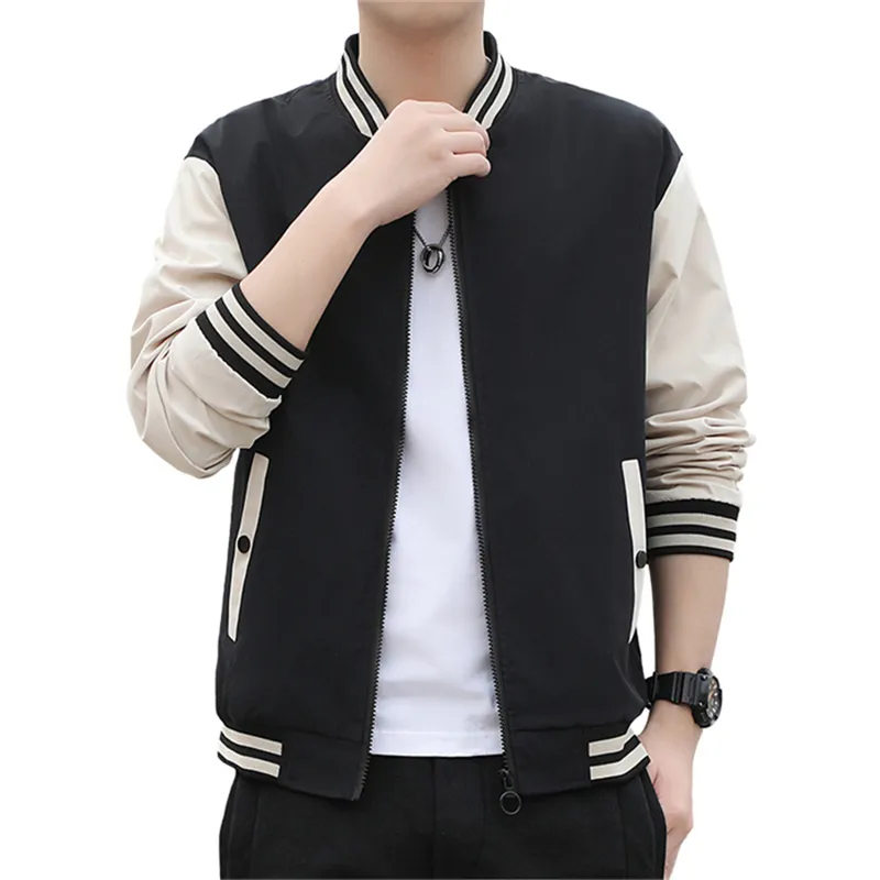 2022 autumn and winter new trend flight suit contrast color men's jacket stand collar baseball jackets for men