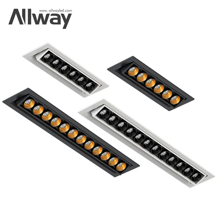 ALLWAY Modern Aluminum Recessed Ceiling Black Dimmable Linear Spotlight Home Led Grille Lights