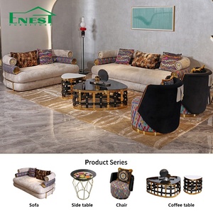 Divano di Lusso Moderno <span class=keywords><strong>Italiano</strong></span> con Rivestimento in Velluto, Set di Divani Combinabili 123 in Tessuto Artistico di Alta Gamma per Arredamento Soggiorno di Villa - Product Image 1