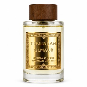 Botella de Perfume de Vidrio de Lujo Thnlmean Glmaur, Forma Cilíndrica, Etiqueta Estampada en Oro, Tapa de Madera - Product Image 2