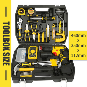 Bộ dụng cụ điện không dây đa chức năng 75 món 1:1 gồm máy mài góc, búa, cờ lê, máy khoan, cưa tròn, hộp đựng cứng dành cho điện - Product Image 4