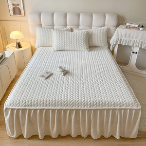 Set Copriletto in Flanella per Letto Matrimoniale e King Size, Tinta Unita con Decorazione in Pizzo, Vendita all'Ingrosso in Cotone - Product Image 2