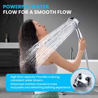 Ensemble de douche à main en acier inoxydable poli avec tuyau haute pression, système de douche double 2-en-1 avec jets de massage et pluie, et inverseur 3 voies