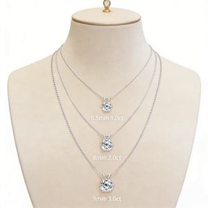 Collar con Colgante de Moissanita Redonda de 1, 2 o 3 Quilates, Chapado en Oro, Plata de Ley 925, VVS, con Certificado GRA - Product Image 4