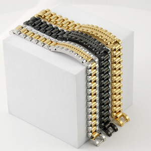 Zogxin Gold Steel Chain Bracelet Men's Geometric Link Design Gift Jewelry - Product Image 3