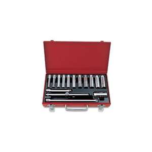 USAG - U06130095 Assortiment dans un boîtier en tôle d'acier avec douilles bihexagonales et cliquet 3/8 ''(15 pièces) ENSEMBLES DE CLIQUET ET DE DOUILLES - Product Image 1