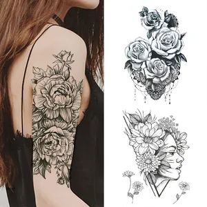 50 adet çiçek xuanya geçici dövme etiket su geçirmez moda kadın kol sahte yüz vücut sanatı 10.5X6cm çocuklar yetişkin el dövme