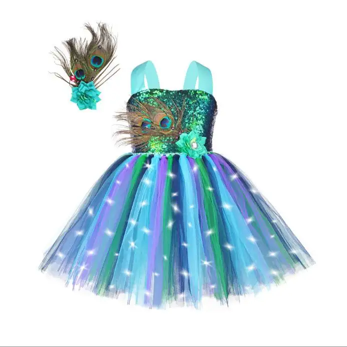 Leds Light up Belly Dance Dress for Kids Girls Performance Wear Children Led Belly Tutu Dress