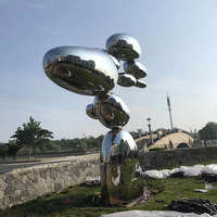Sculpture d'arbre abstraite en acier inoxydable 304 poli miroir, en forme de galet, pour décoration de jardin