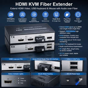 ตัวขยายสัญญาณ HDMI KVM แบบไฟเบอร์ 20 กม. 1080P@60Hz ผ่านไฟเบอร์ออปติกแบบ Single Mode SC พร้อมตัวรับส่งสัญญาณ USB 2.0 KVM เสียงแบบ Local Loop-out - Product Image 3