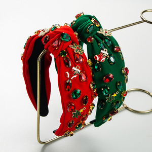 Diademas Hechas a Mano con Pedrería de Árbol de Navidad y Copos de Nieve para Mujer, Accesorios Festivos para el Cabello con Nudos para Fiestas - Product Image 1