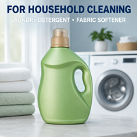Botella de Plástico HDPE de 2L para Detergente, Color Verde, con Tapa de Rosca PET, Ecológica, Venta al Por Mayor