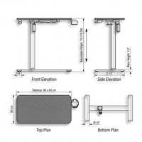 Support de table d'appoint portable multifonctionnel électrique réglable en acier laminé à froid AOR NS-001 avec surface en bois pour ordinateur portable et tablette