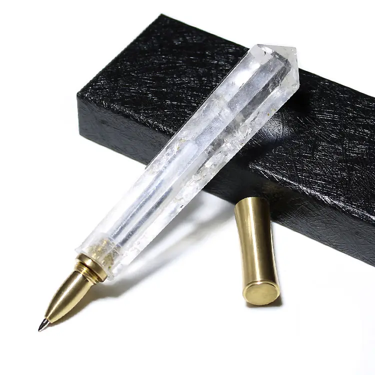 Hand Gesneden Natuurlijke Bergkristal Point Healing Crystal Pen Voor Gift