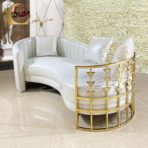 Latest Style Luxury Modern Stainless Steel <b>Sofa</b> Set with <b>Gold</b> Frame for Wedding Dining Apartment & Hotel Use - Product Image 6