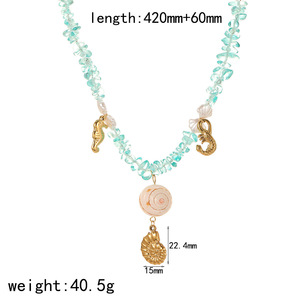 Versatile collana di gioielli in stile spiaggia ghiaia conchiglia ciondolo lunga catena per clavicola da donna - Product Image 3