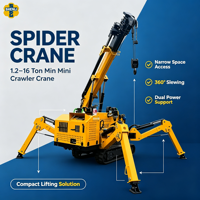 Mini-grue araignée hydraulique, grue sur chenilles compacte, équipement de levage compact, 1-16 tonnes, hauteur maximale 25 m, pour l'installation de vitres et la construction