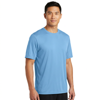 T-shirt pour homme bleu clair à manches courtes, col rond, coupe classique, jersey tricoté décontracté, design uni, séchage rapide, t-shirt personnalisé avec graphique