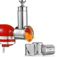 Roestvrijstalen snij- en rasptoebehoren voor KitchenAid Mixer 60 mm grote invoergoot met 3 trommelmesjes Vaatwasmachinebestendig