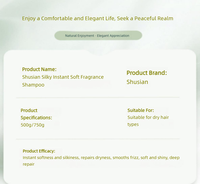 Shusian Silky Smooth Organic Shampoo 750g-Triple Keratin Amino Acid & Macadamia Oil Anti-Ketombe untuk Rambut Kering