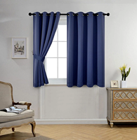 Rideaux occultants à œillets de style moderne Panneaux de salon à motifs géométriques plissés Textile de maison tricoté de couleur noire