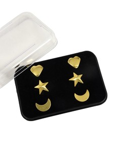 Pendientes de Diseño con Baño de Oro de 24K, Anti-deslustre, con Forma de Corazón, Estrella y Luna, Estilo Oro Fundido, para Uso Diario - Product Image 4