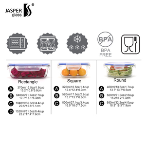 กล่องเก็บอาหารแก้วทรงสี่เหลี่ยมผืนผ้า JASPER 370 มล. ทำจากแก้วบอโรซิลิเกต กล่องเก็บอาหารแบบใสพร้อมฝาปิด ขายส่ง - Product Image 4