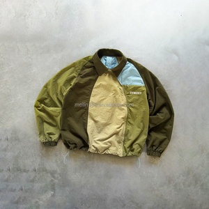 New Patchwork Design Custom Oversized Curved Zipper Windbreaker <b>Jackets</b> Lightweight Windproof Waterproof Coat Windbreaker <b>Jacket</b> - Product Image 1