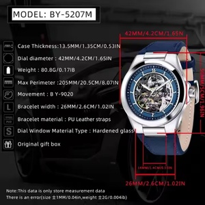 Montre BENYAR 5207 Automatic Movement <b>Mechanical</b> <b>Watches</b> Men New 42mm Skeleton Automatic Relojes Benyar Para Hombre - Product Image 2