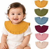 Bavoirs pour bébés en mousseline 100 % coton, doux, absorbants, couleur unie, à volants, pour nouveau-nés et nourrissons - Vente en gros