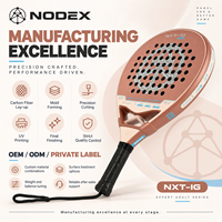 Raquette de padel NODEX NXT-IG, forme ronde, carbone argenté 18K, texture 3D, design de gorge triangulaire, 360g