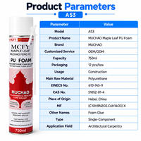 Mousse PU MUCHAO Feuille d'érable A53 750ml Premium Monocomposant Anti-rétrécissement pour le Remplissage et l'Étanchéité des Espaces entre Portes et Fenêtres, Construction