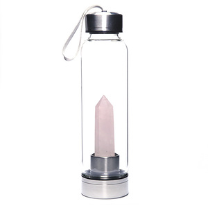 Logo personnalisé énergie de guérison bouteille d'eau en verre de bambou or rose infusé <span class=keywords><strong>Elixir</strong></span> cristal artisanat - Product Image 3
