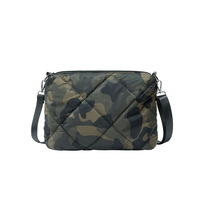 Tas Selempang Wanita Berkapasitas Besar Bahan Nylon Kamuflase, Empuk, Ringan, Ramah Lingkungan, Model Quilted Puffer, Dilengkapi Resleting