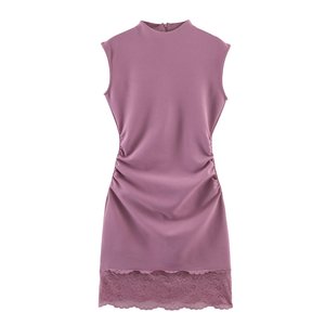 PB&ZA Femme 2026 Nouvelle Collection Printemps <span class=keywords><strong>Robe</strong></span> Courte <span class=keywords><strong>Chic</strong></span> et Tendance en <span class=keywords><strong>Dentelle</strong></span> Élastique Vintage Sans Manches Robes Féminines Vestidos <span class=keywords><strong>Robe</strong></span> Mujer - Product Image 2