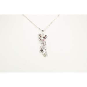 Nuevo diseño precio de fábrica individuación joyería de plata lindo 925 Plata Rosa cristal mariposa colgante collar - Product Image 4