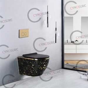 ห้องน้ำชุบทองหรูหราห้องน้ำสุขภัณฑ์เซรามิกสีดำแขวนผนังห้องน้ำตั้งโดยไม่ต้องถังเก็บน้ำ - Product Image 2