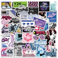 50 pegatinas de estilo ácido Y2K con diseños aleatorios de programas informáticos a la moda