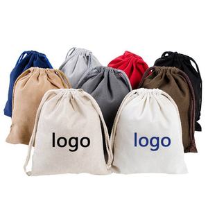 Custom Logo Printed Black Small Hand <b>Bag</b> Cotton Canvas <b>Drawstring</b> <b>Bag</b> <b>Makeup</b> Resurable String Gift <b>Bag</b> Jewelry Cotton Pouch - Product Image 1